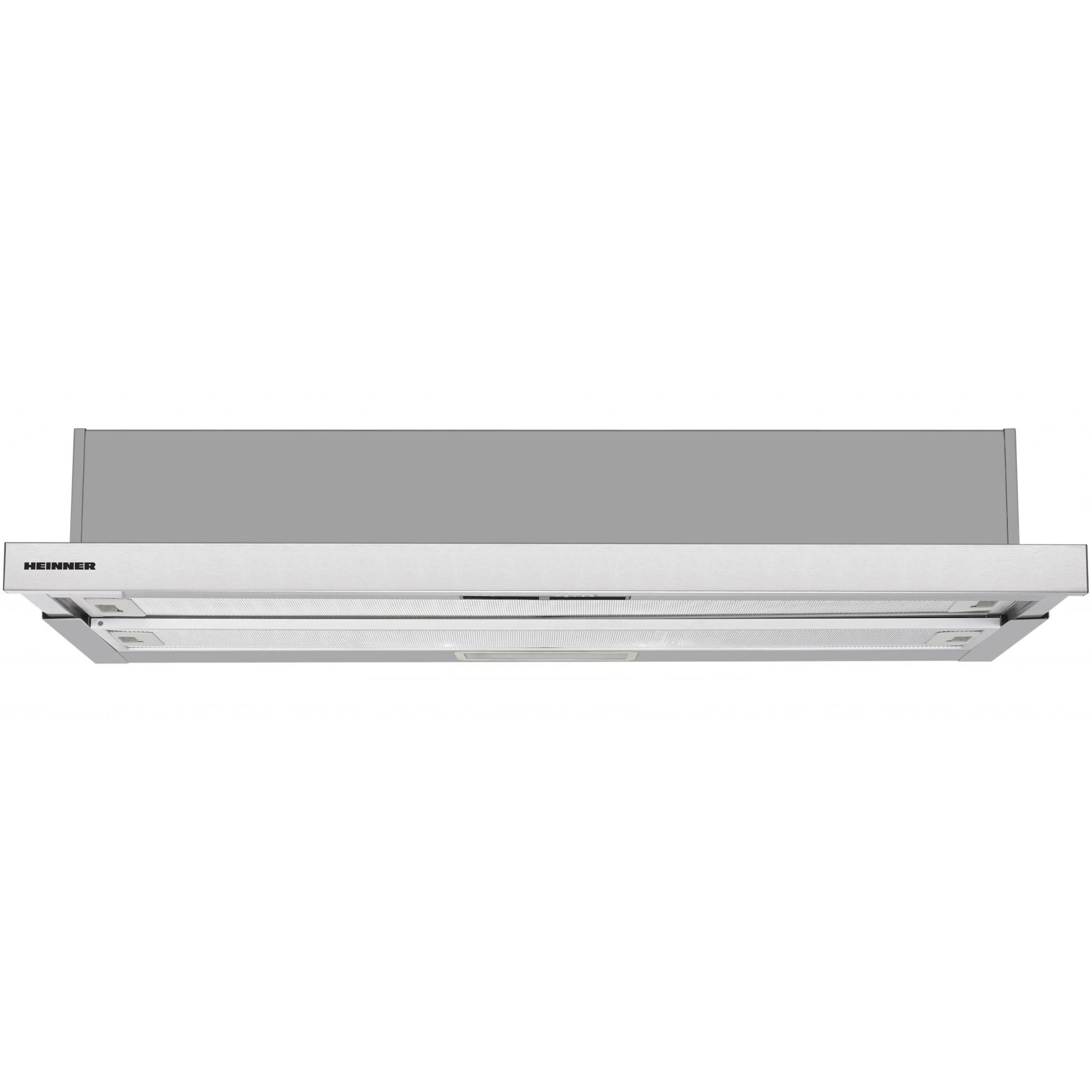 Fotografie Hota incorporabila telescopica Heinner HTCH-490IX, 1 Motor, Putere de absorbtie 413.5 m3/H, Lumina LED, 90 cm, Inox