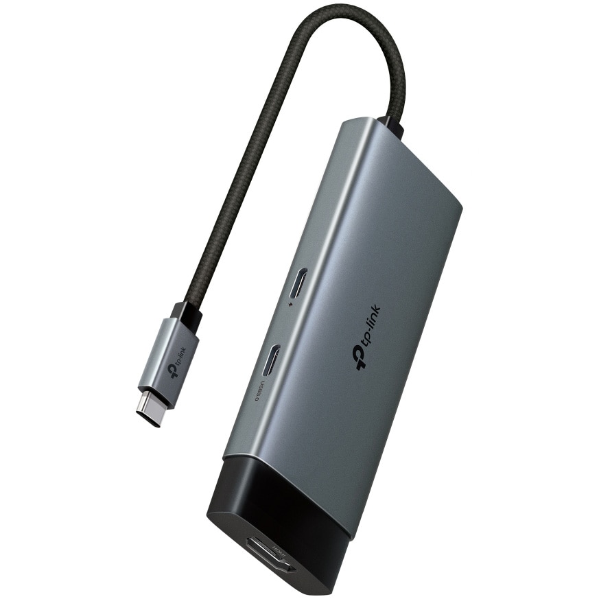 Fotografie Hub USB Type-C TP-Link UHC, 5-in-1 , 1 x HDMI, 1 x PC USB-C 100W, 2 x USB 3.0, 1 x USB-C, carcasa aluminiu