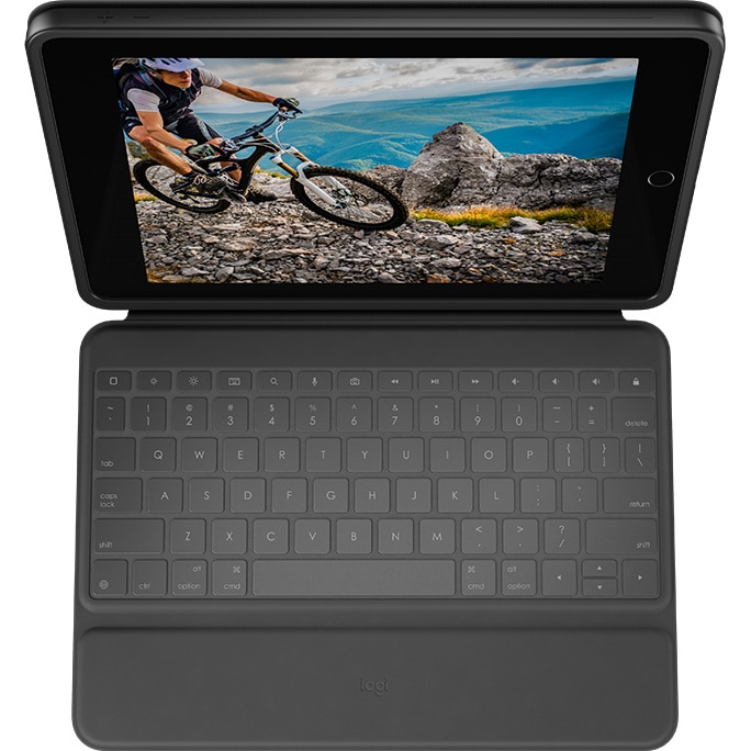 Fotografie Husa cu tastatura Logitech Rugged Folio cu Smart Connector pentru iPad 7,8,9, UK, Grafit
