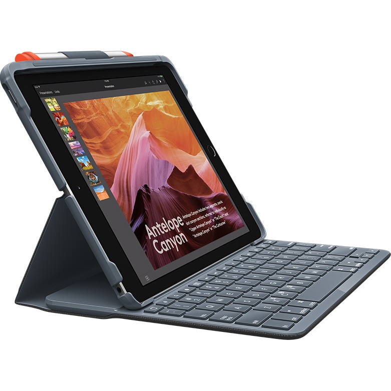 Fotografie Husa cu tastatura Logitech Slim Folio pentru iPad gen 7,8,9, UK, Grafit