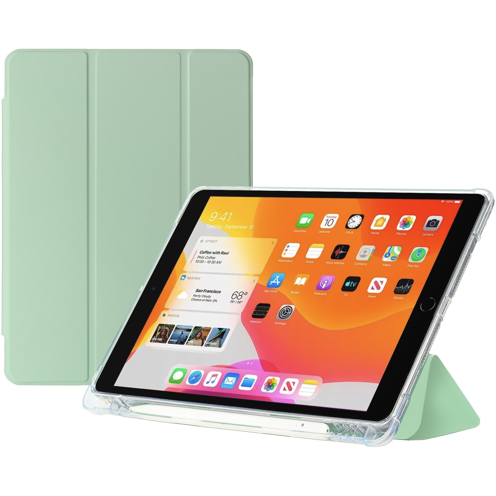Fotografie Husa de protectie A+ pentru iPad Air4 10.9" 2020 / iPad Air5 10.9" 2022, cu suport creion, Vernil