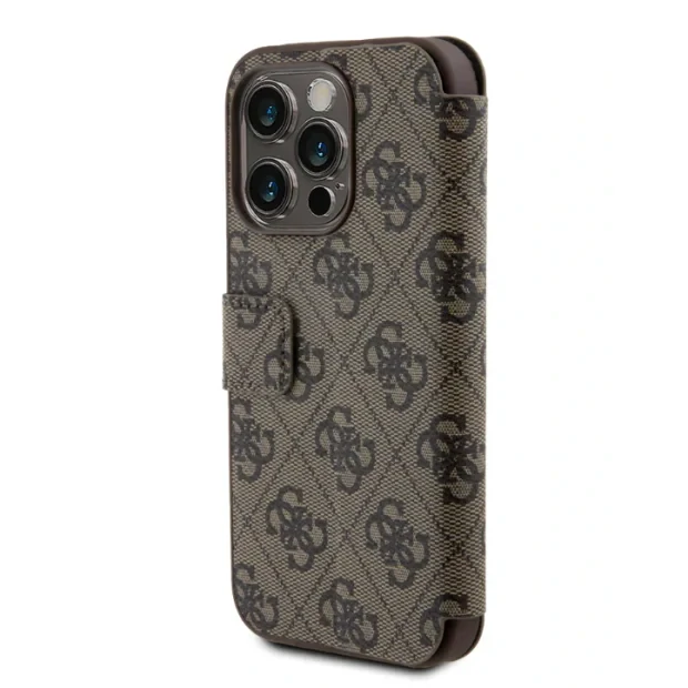 Fotografie Husa de protectie book Guess PU Leather 4G Metal Logo pentru iPhone 15 Pro, Maro