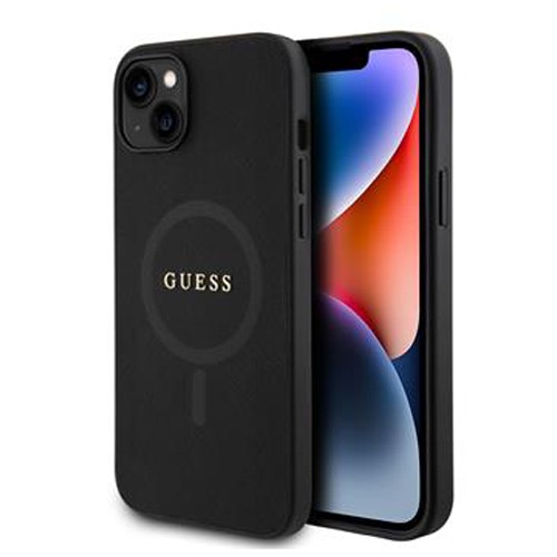 Fotografie Husa de protectie Cover Guess PU Saffiano MagSafe pentru iPhone 15 Plus, Negru