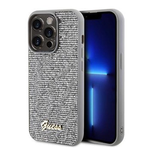 Fotografie Husa de protectie Cover Guess PU Square Mirror Script Logo pentru iPhone 15 Pro, Silver