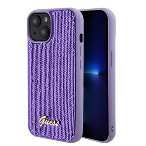 Fotografie Husa de protectie Cover Guess Sequin Script Logo pentru iPhone 15, Purple