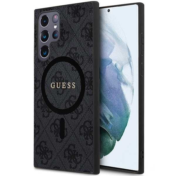 Fotografie Husa de protectie Guess 4G PU Leather MagSafe Colorated Ring and Classic Logo pentru Samsung Galaxy S24 Ultra, Negru