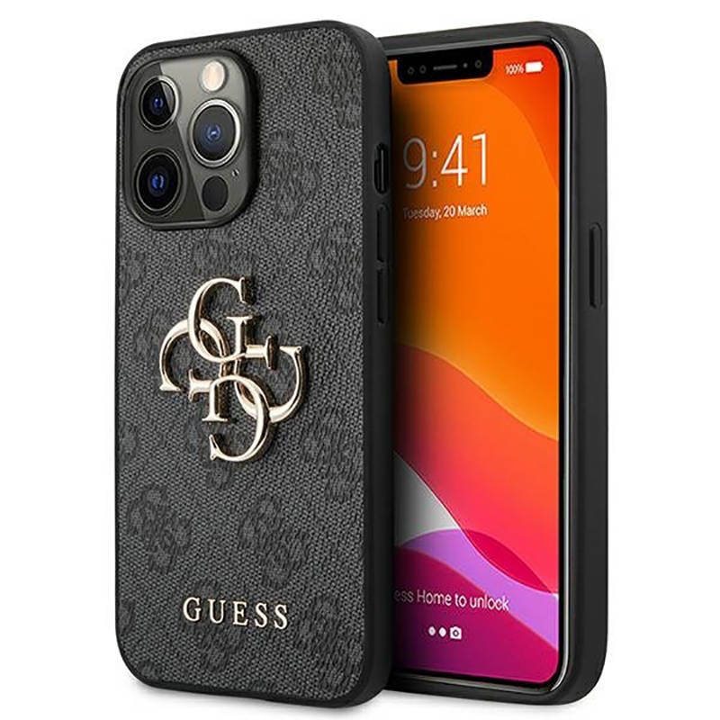 Fotografie Husa de protectie Guess cu logo metalic PU 4G pentru iPhone 13 Pro Max, Gri