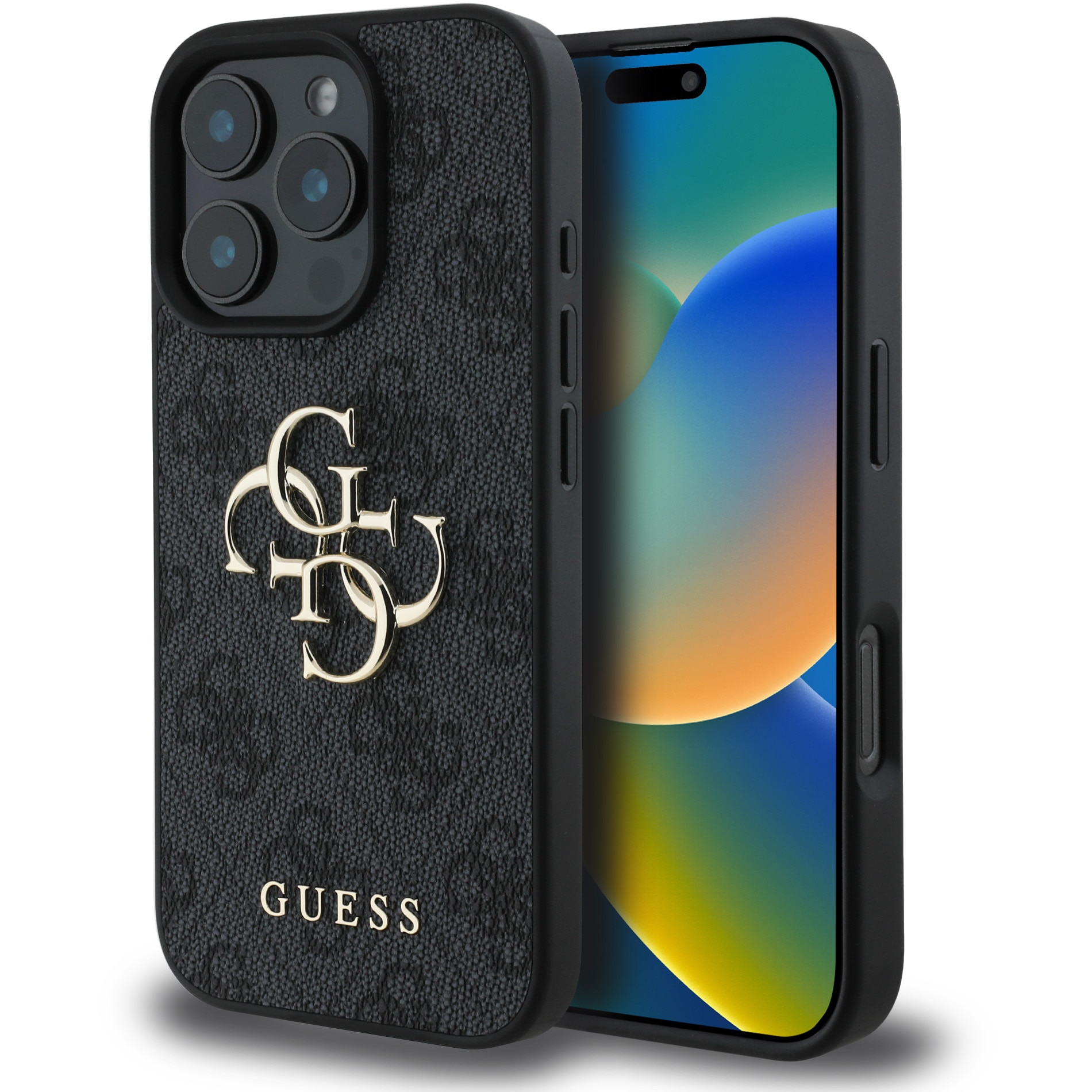 Fotografie Husa de protectie Guess PU 4G Metal Logo pentru iPhone 16 Pro, Gri