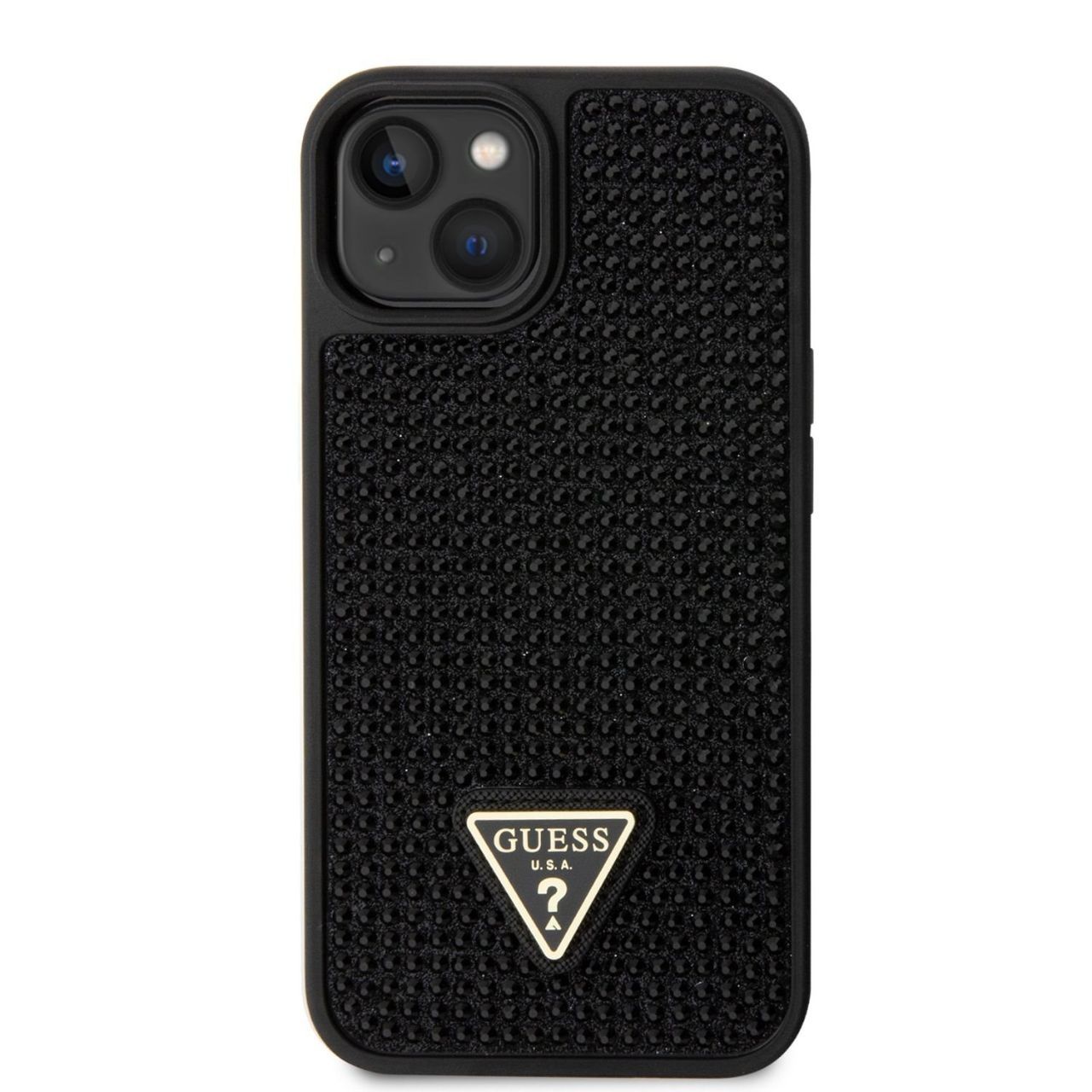 Fotografie Husa de protectie Guess Rhinestones Triangle Metal Logo pentru iPhone 14, Negru