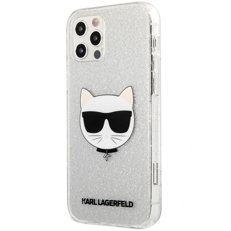 Fotografie Husa de protectie Karl Lagerfeld Choupette Head Glitter pentru Apple iPhone 12 Pro Max, Argintiu