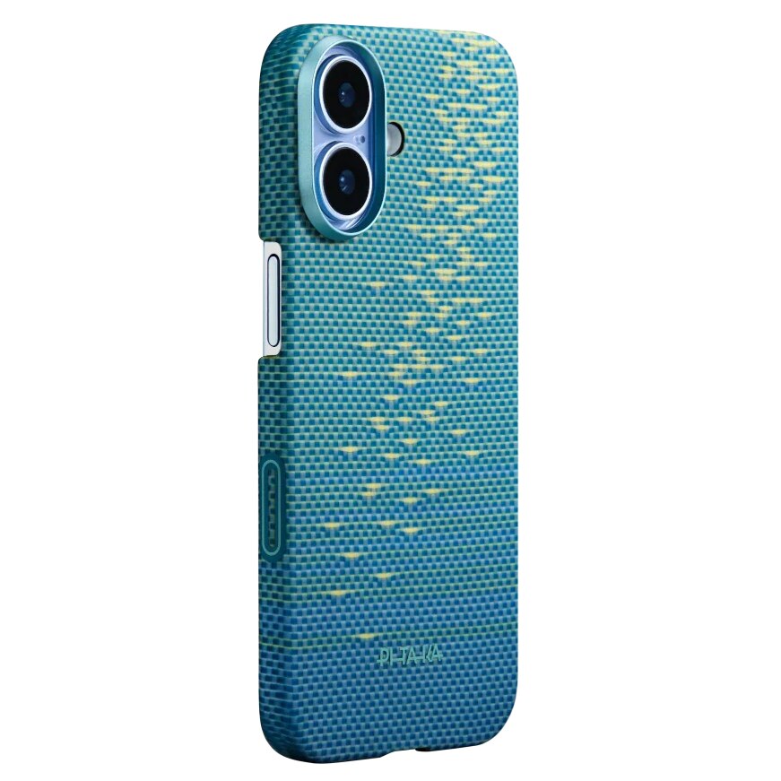 Fotografie Husa de protectie Pitaka pentru iPhone 17 Glints of Gold Ultra-Slim, Albastru