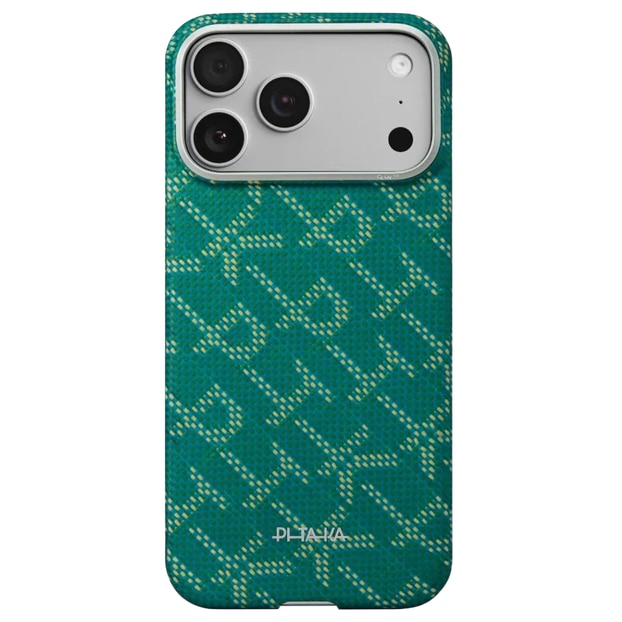 Fotografie Husa de protectie Pitaka pentru iPhone 17 Pro Max Ultra-Slim, Monogram-Gold/Green