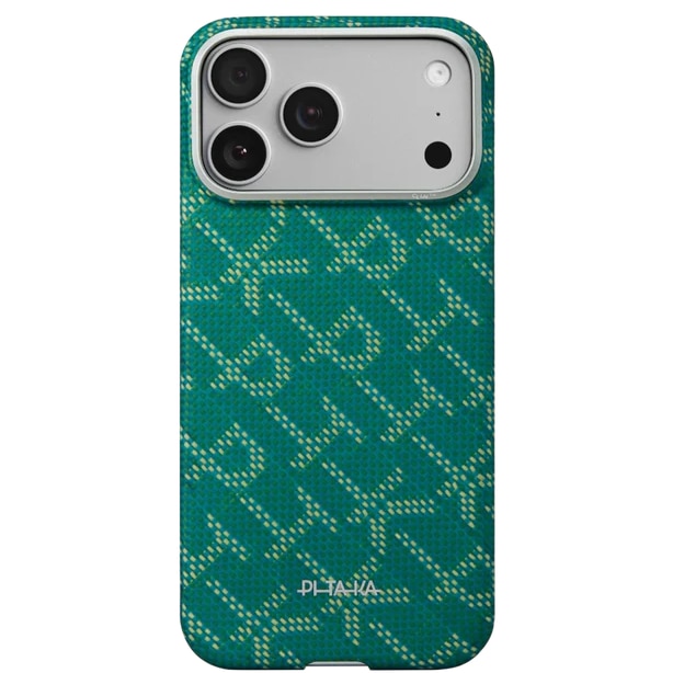 Fotografie Husa de protectie Pitaka pentru iPhone 17 Pro Ultra-Slim, Monogram-Gold/Green