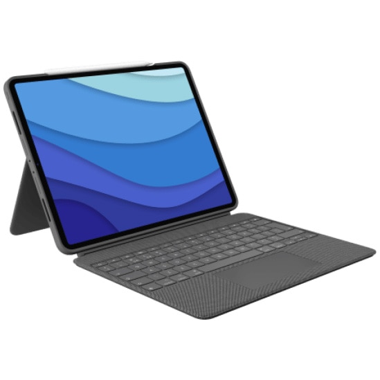 Fotografie Husa Logitech Combo Touch cu tastatura si trackpad detasabile pentru iPad Pro 12.9 inch gen 5,6, UK, Gri