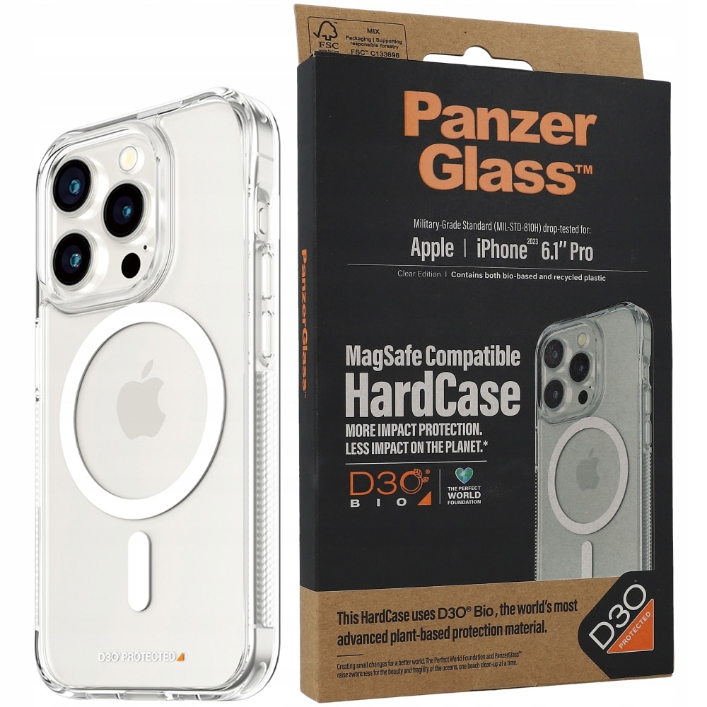 Fotografie Husa telefon, MagSafe, Compatibil cu iPhone 15 Pro, Plastic, Alb/Transparent
