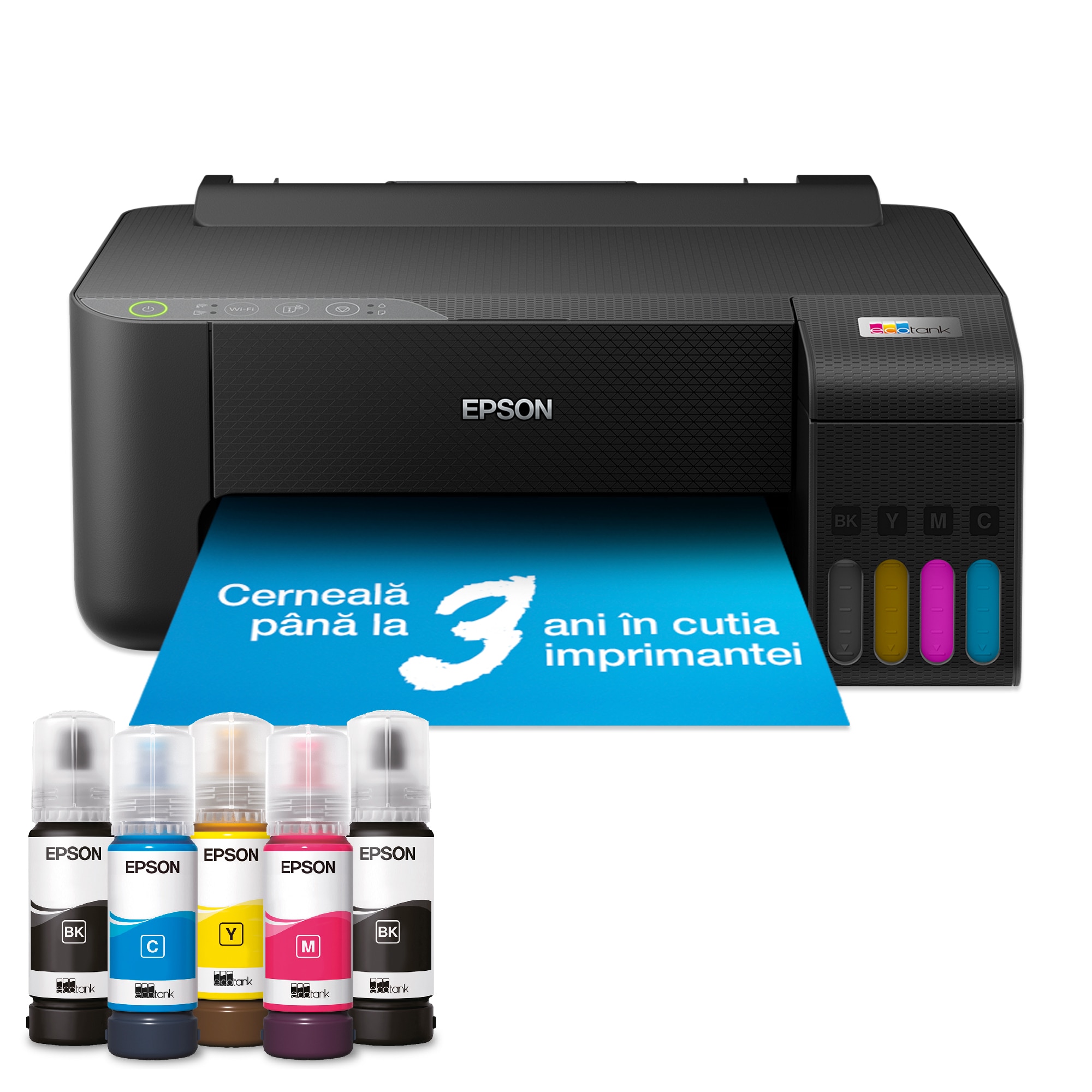 Fotografie Imprimanta inkjet color CISS Epson L1250, dimensiune A4, viteza max 33ppm alb-negru, rezolutie printer 1440x5760dpi, alimentare hartie 100 coli