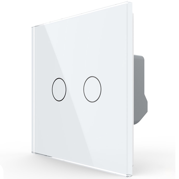 Fotografie Intrerupator dublu cap scara/cruce cu touch Livolo, serie noua, protocol ZigBee, din sticla, Alb