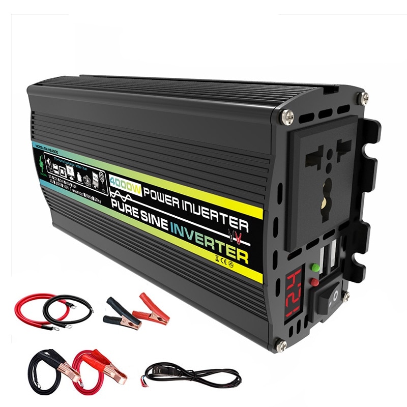Fotografie Invertor4000W, 12V - 220 V, Sinus pur, Fudisenn, Testat osciloscop inverter unda pura, Rulota, autorulota, Camper, casa, negru