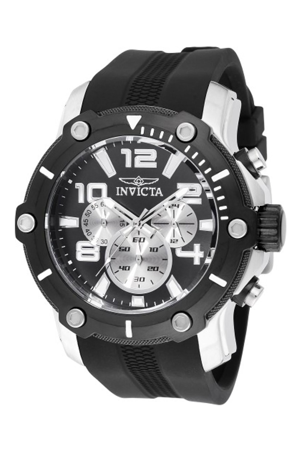 Fotografie Invicta, Ceas cronologic cu bratara din siicon Pro Driver, Negru