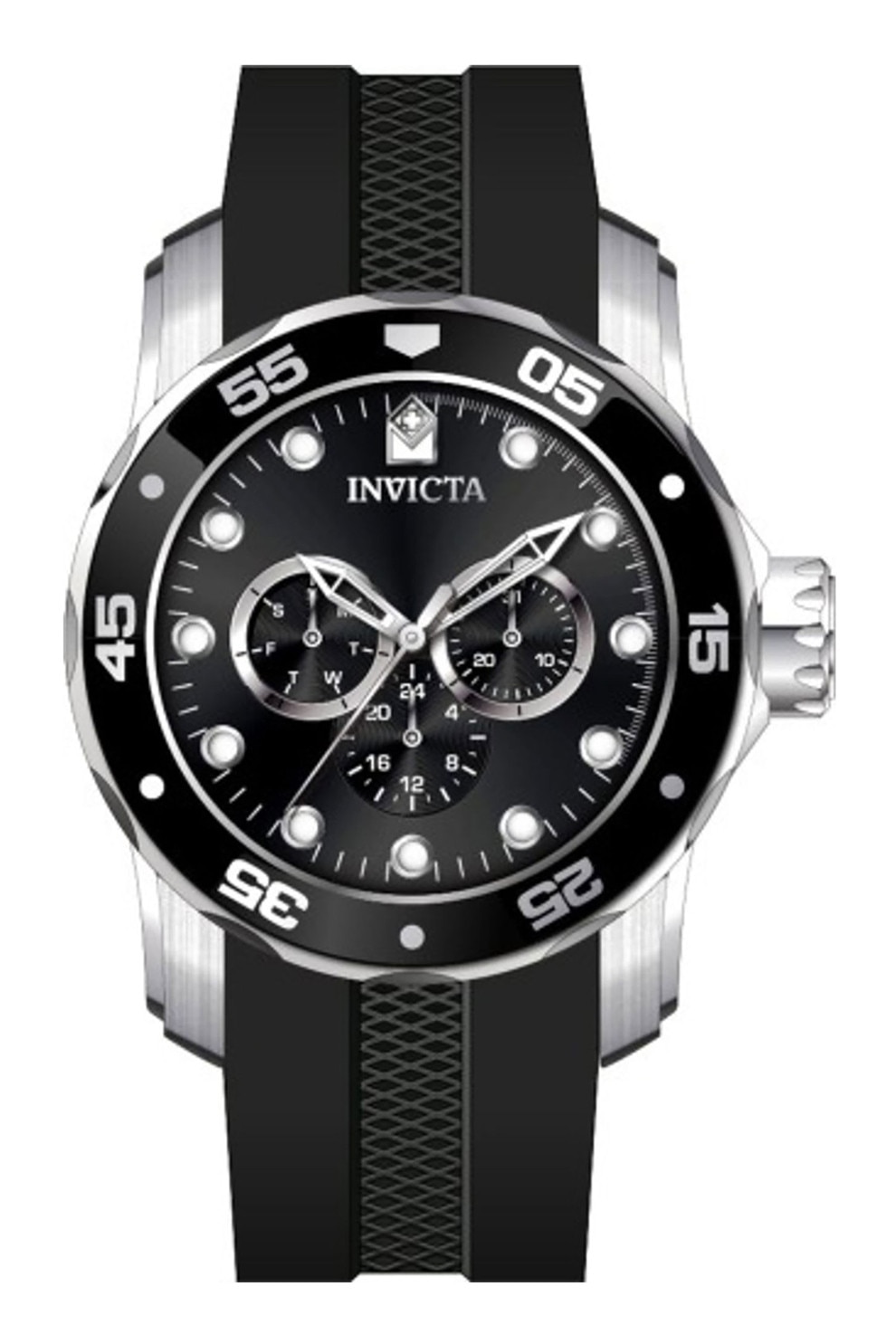 Fotografie Invicta, Ceas cu o curea din silicon Pro Diver, Negru