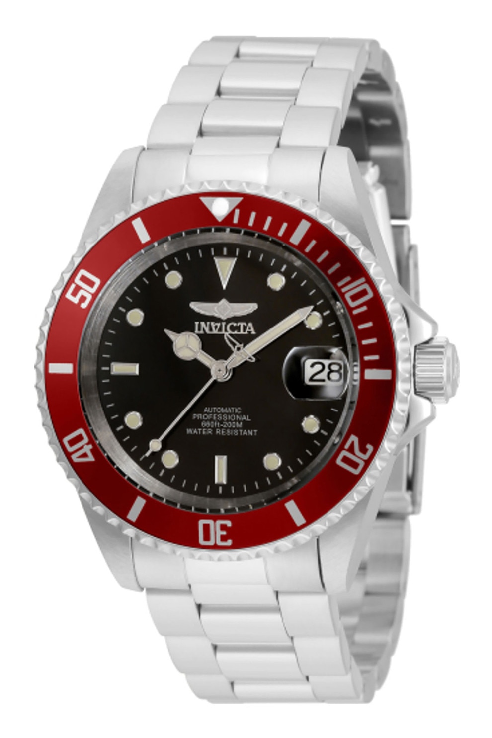Fotografie Invicta, Ceas rotund automatic din otel inoxidabil Pro Diver, Argintiu deschis