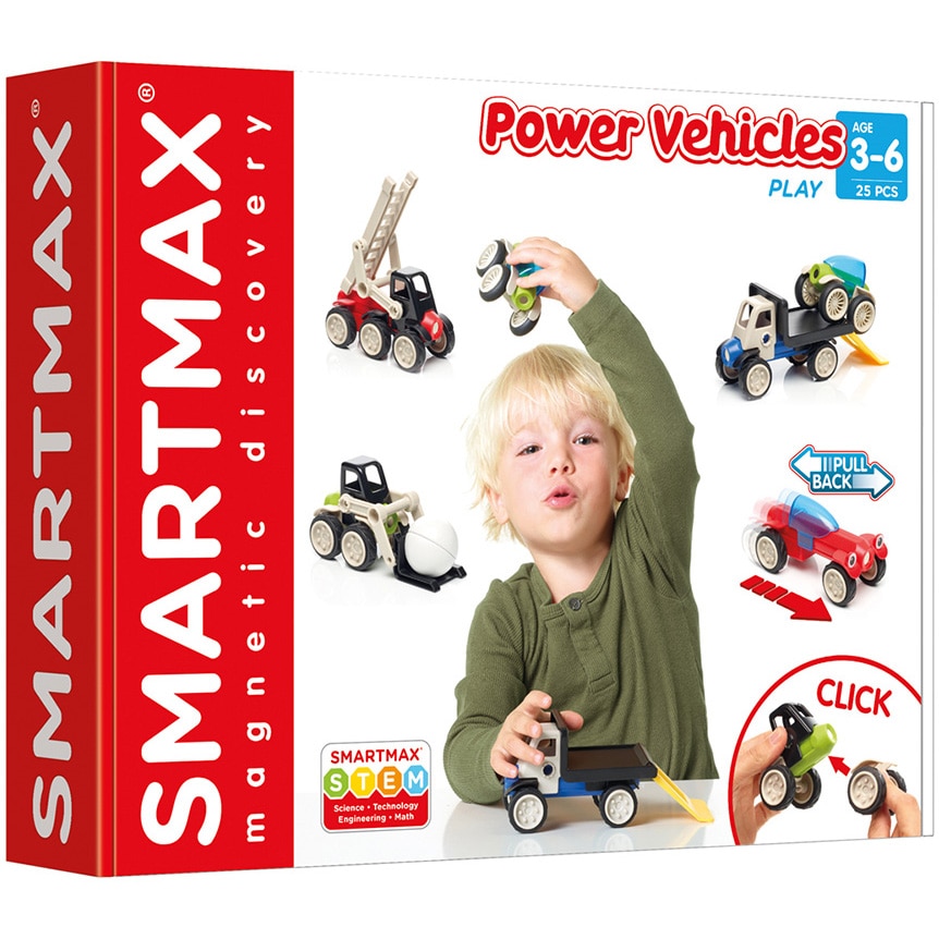 Fotografie Joc magnetic Smart Max - Power Vehicles, Vehicule cu motor, 25 piese