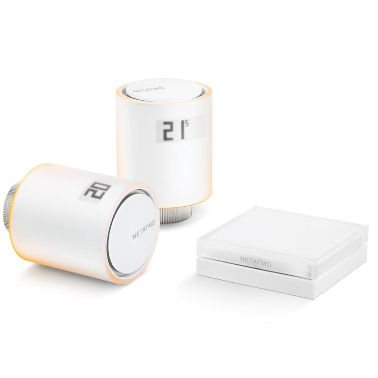 Fotografie Kit 2 capete termostat + 1 releu inteligent Netatmo NVP-EN Starter Pack, Wi-Fi, Control aplicatie