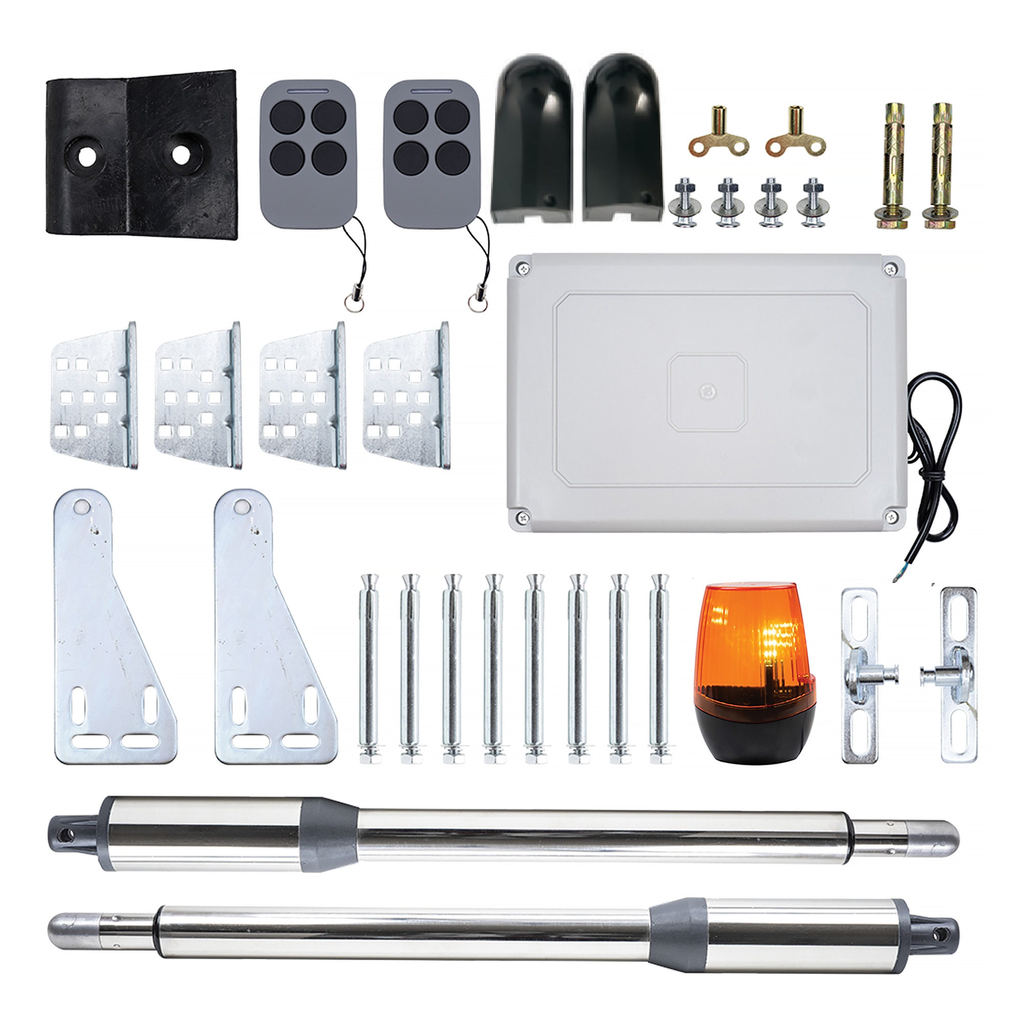 Fotografie Kit automatizare porti batante PNI MAB300LR, cu 2 motoare 40W, telecomenzi si panou de control, fotocelule si lampa, lungime poarta 2 x 2.5m max, greutate poarta 200Kg
