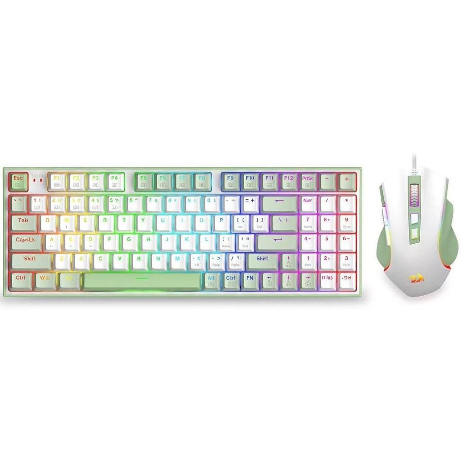 Fotografie Kit gaming tastatura mecanica si mouse Redragon Ultimate Gaming Rig, iluminare RGB, Alb