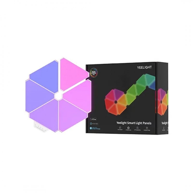 Fotografie Kit panouri luminoase LED RGB modulare inteligente Yeelight Smart Light Panels YLFWD-012, Wi-Fi, Bluetooth, sicronizare jocuri PC si muzica, lumina colorata, compatibil cu Razer Chroma™ RGB si Overwolf, 6 panouri