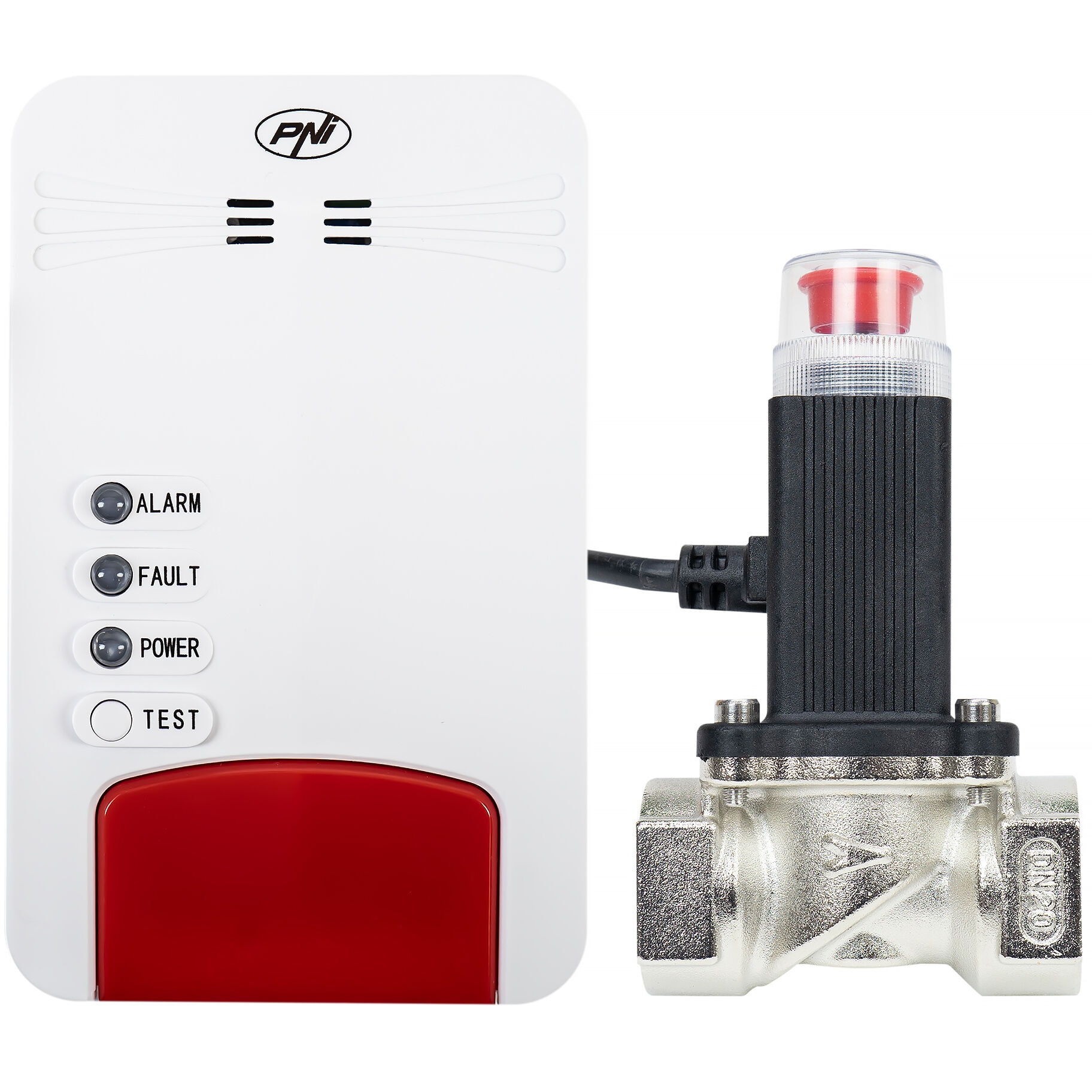 Fotografie Kit PNI Safe House Dual Gas 250 cu senzori pentru 2 tipuri de gaz monoxid de carbon (CO) si gaze naturale si electrovalva 3/4 inch