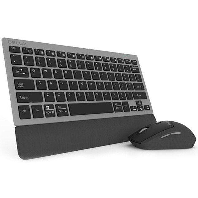 Fotografie Kit tastatura & mouse wireless Delux K3300G+M520GX, negru-argintiu