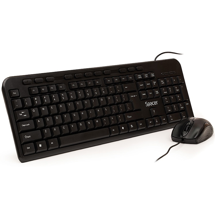 Fotografie Kit tastatura si mouse USB Spacer SPDS-1691, Negru