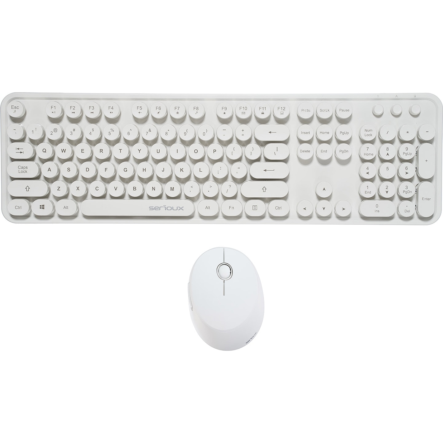 Fotografie Kit wireless tastatura + mouse Serioux Retro, alb