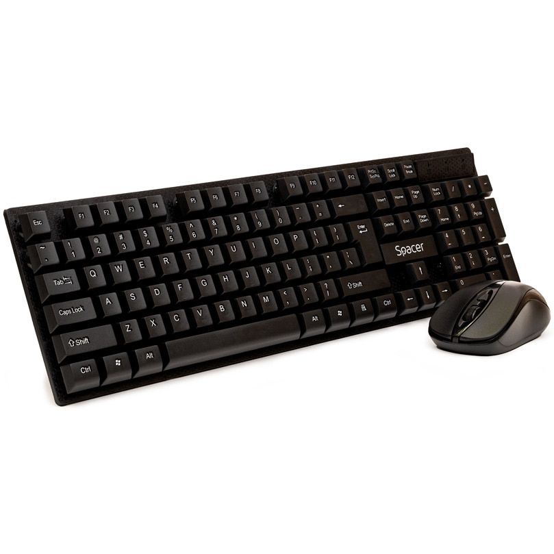 Fotografie Kit wireless tastatura si mouse Spacer SPDS-1100, Negru