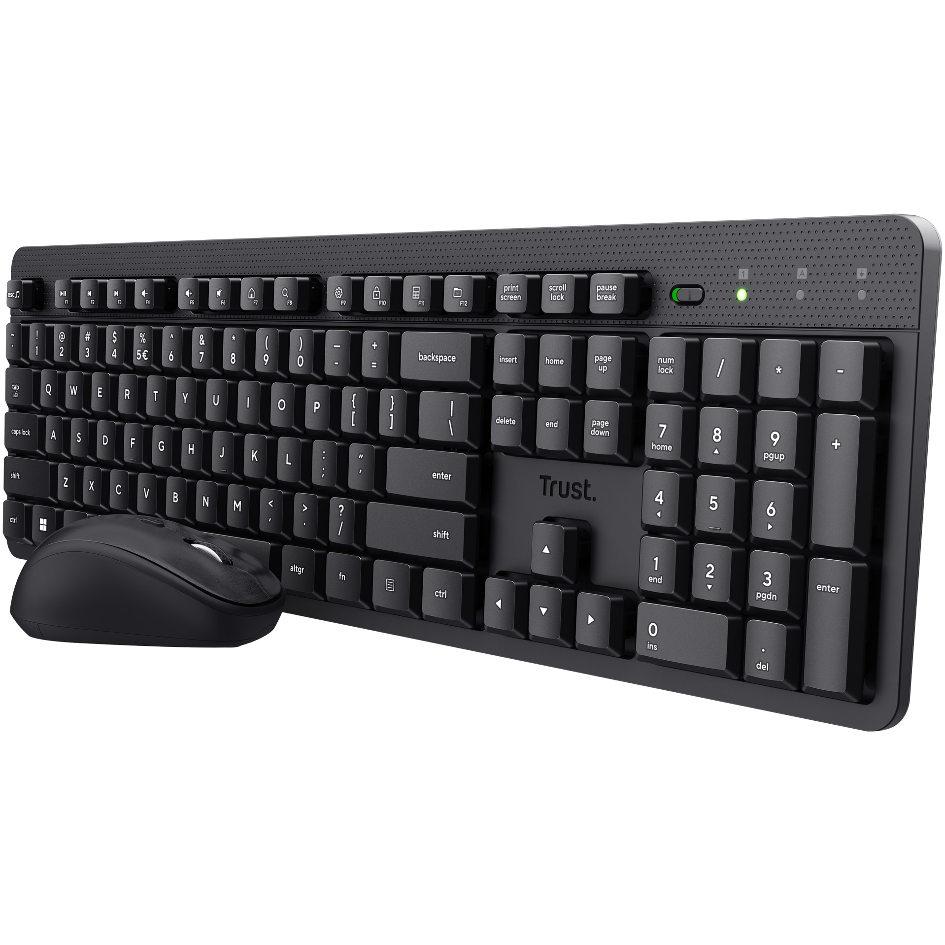 Fotografie Kit Wireless Tastatura silentioasa si Mouse Trust ODY V2, 800-1600 DPI,Negru