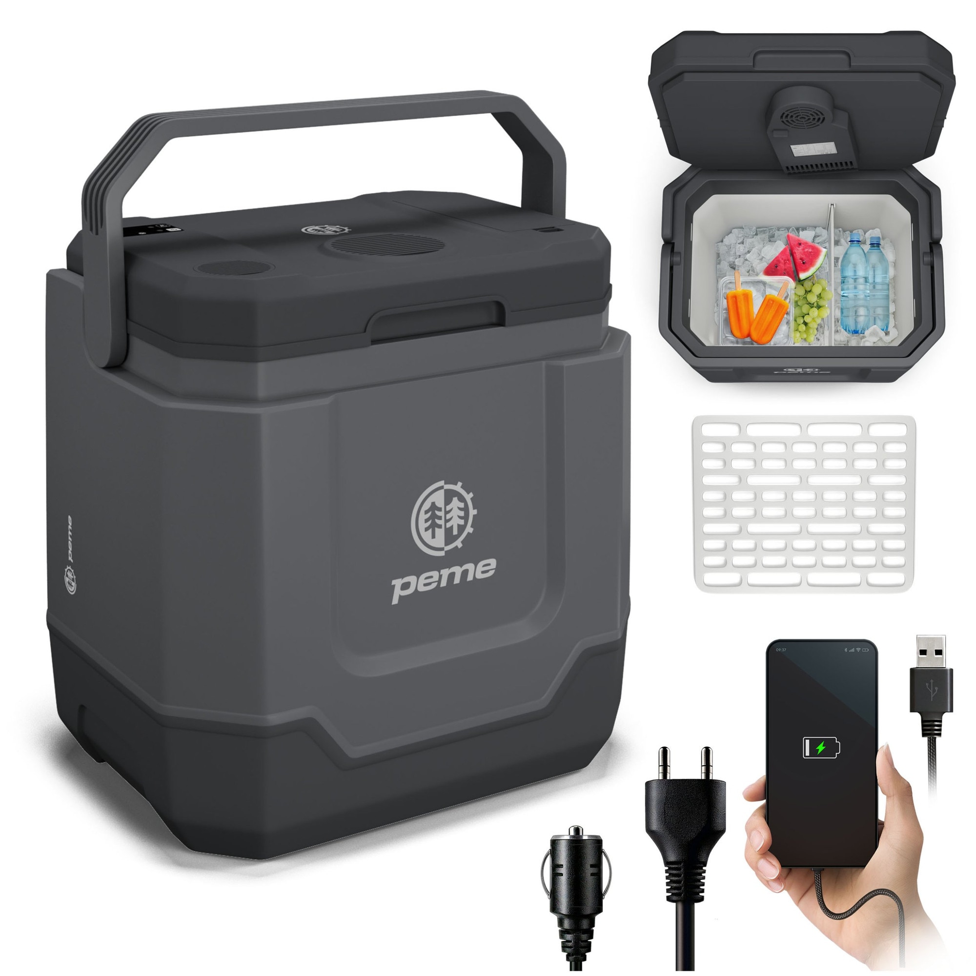 Fotografie Lada frigorifica, priza auto, Bluetooth+App, Peme Trip, 31.5 Litri, Gri