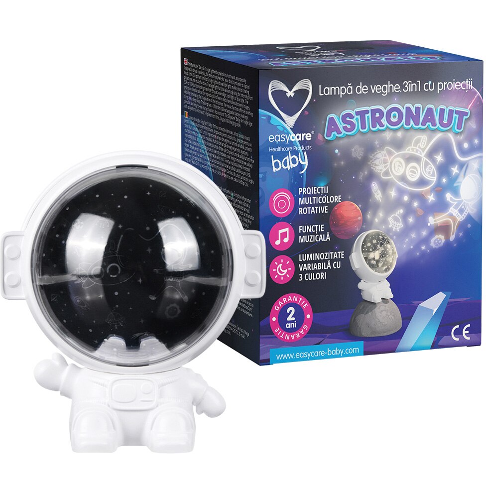 Fotografie Lampa de veghe 3in1 cu proiectii pentru copii Easycare baby "Astronaut"