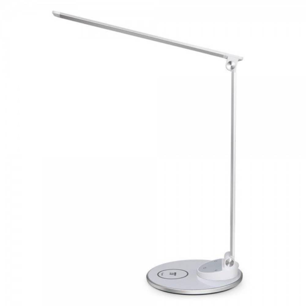 Fotografie Lampa LED de birou TaoTronics TT-DL069, cu incarcator wireless pentru telefon, control touch, 5 moduri lumina, 9W, 350lm, Alb , clasa energetica G