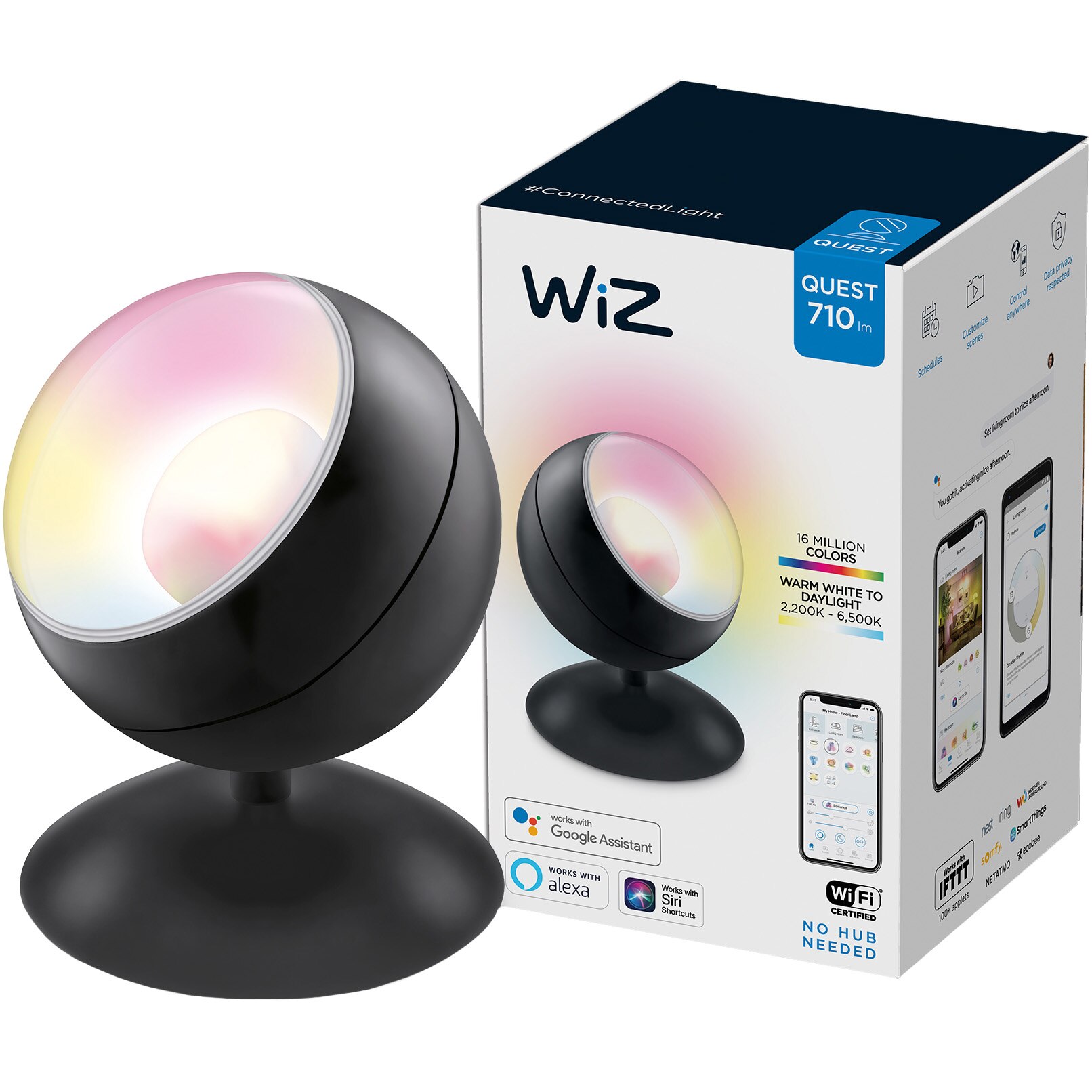 Fotografie Lampa LED RGBW inteligenta portabila WiZ Connected Quest, Wi-fi, 13W, 710 lm, lumina alba si colorata, compatibil Google Assistant/Alexa/Siri