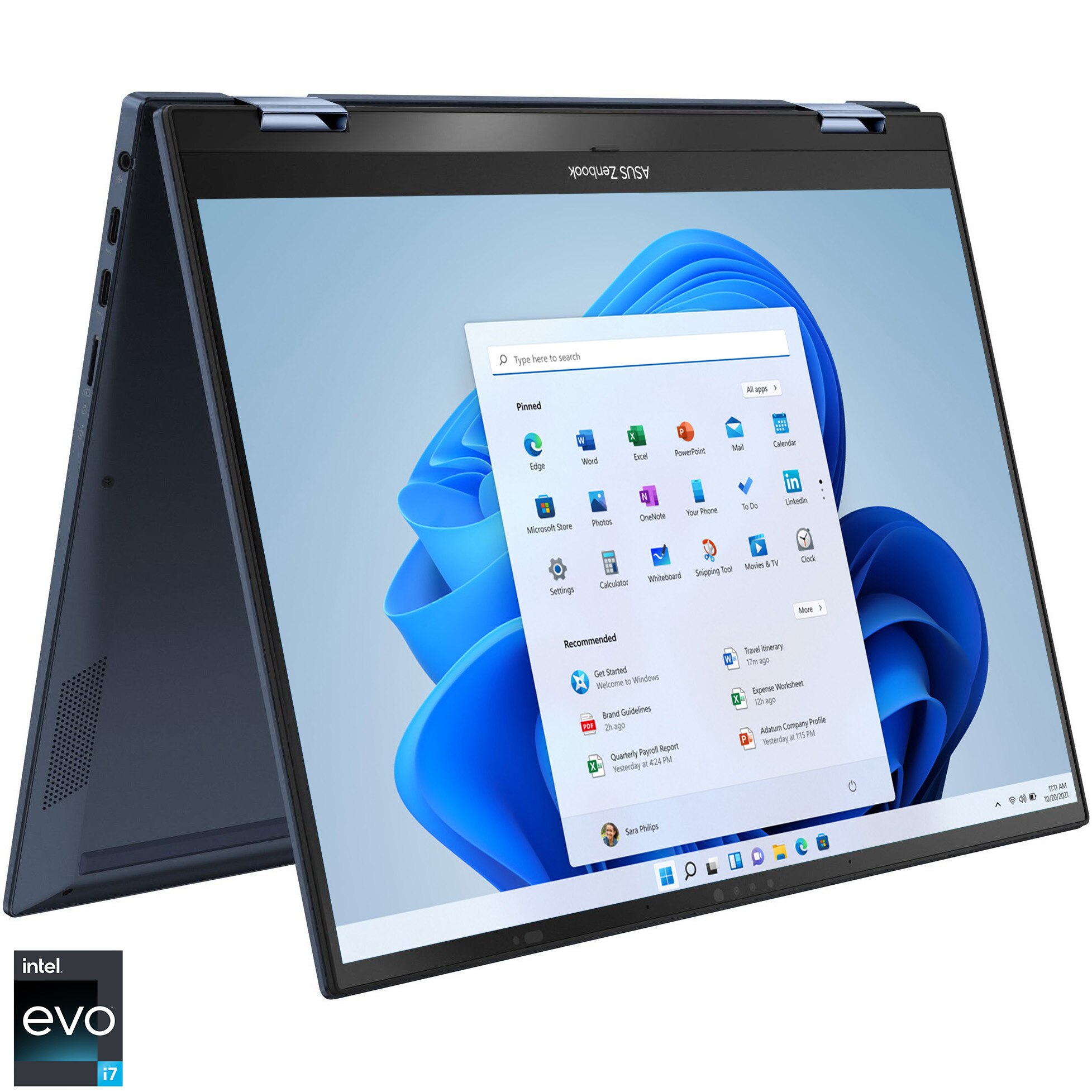 Fotografie Laptop 2 in 1 ASUS Zenbook S 13 Flip OLED UP5302ZA cu procesor Intel® Core™ i7-1260P pana la 4.70 GHz, 13.3", 2.8K, OLED, Touch, 16GB, 1TB SSD, Intel® Iris Xe Graphics, Windows 11 Home, Ponder Blue.