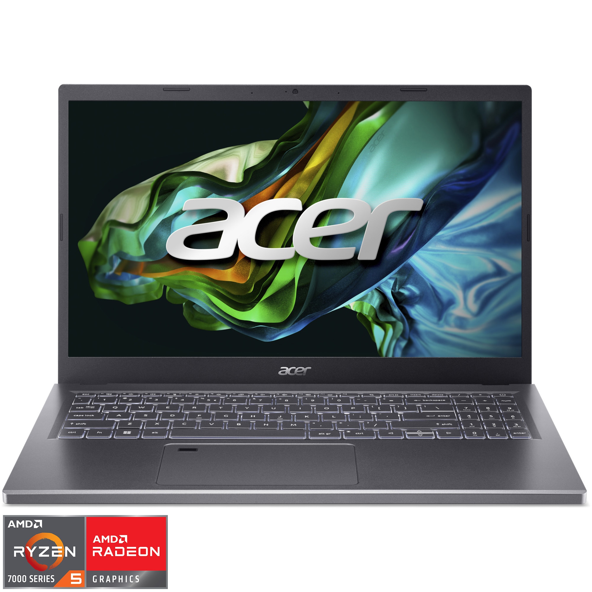 Fotografie Laptop Acer Aspire 5 A515-48M-R3Y3 cu procesor AMD Ryzen™ 5 7530U pana la 4.5 GHz, 15.6", Full HD, IPS, 16GB DDR4, 512GB SSD, AMD Radeon™ Graphics, NO OS, Steel Gray
