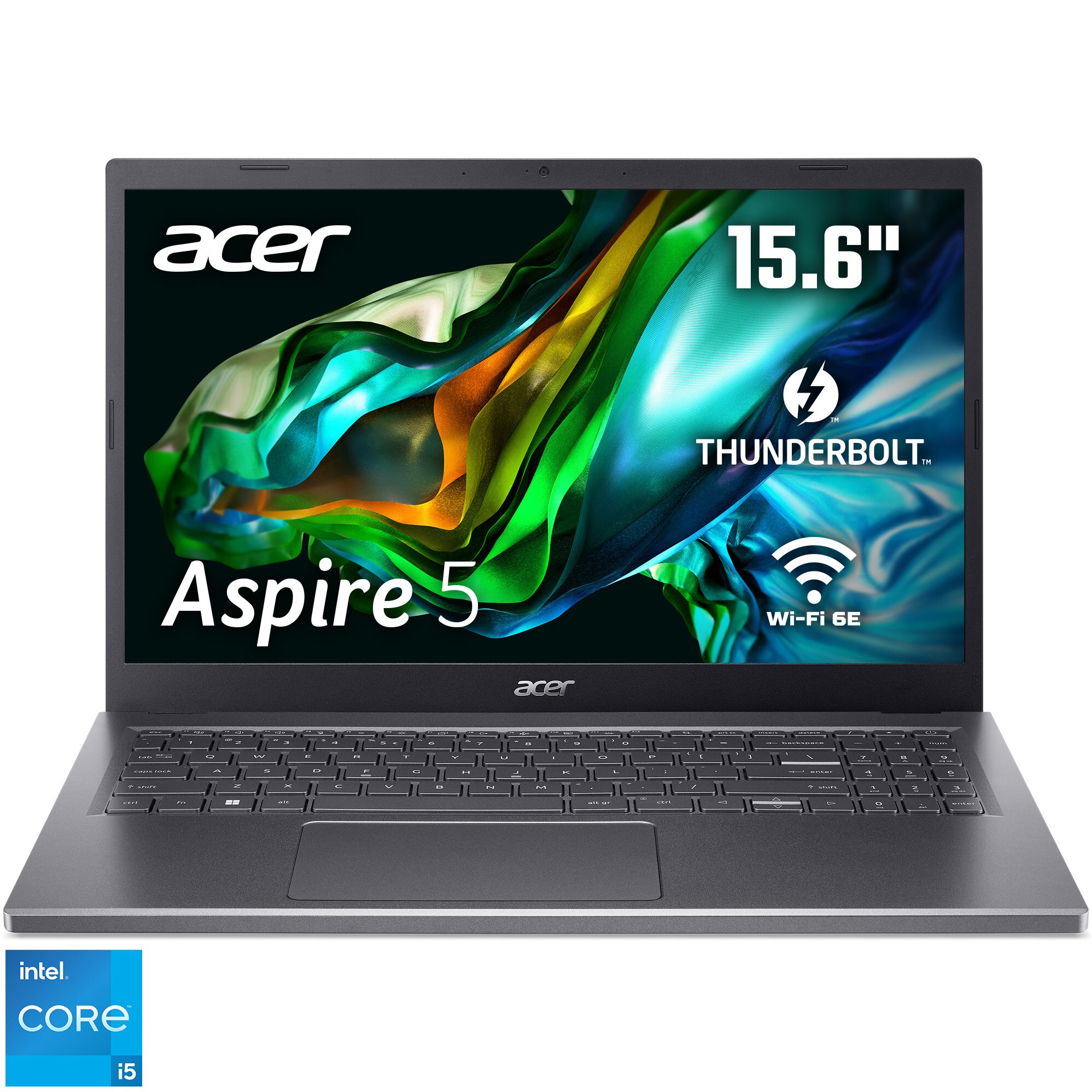 Fotografie Laptop Acer Aspire 5 A515-58M cu procesor Intel® Core™ i5-1335U pana la 4.6 GHz, 15.6", Full HD, IPS, 16GB DDR5, 512GB SSD, Intel® UHD Graphics, No OS, Iron