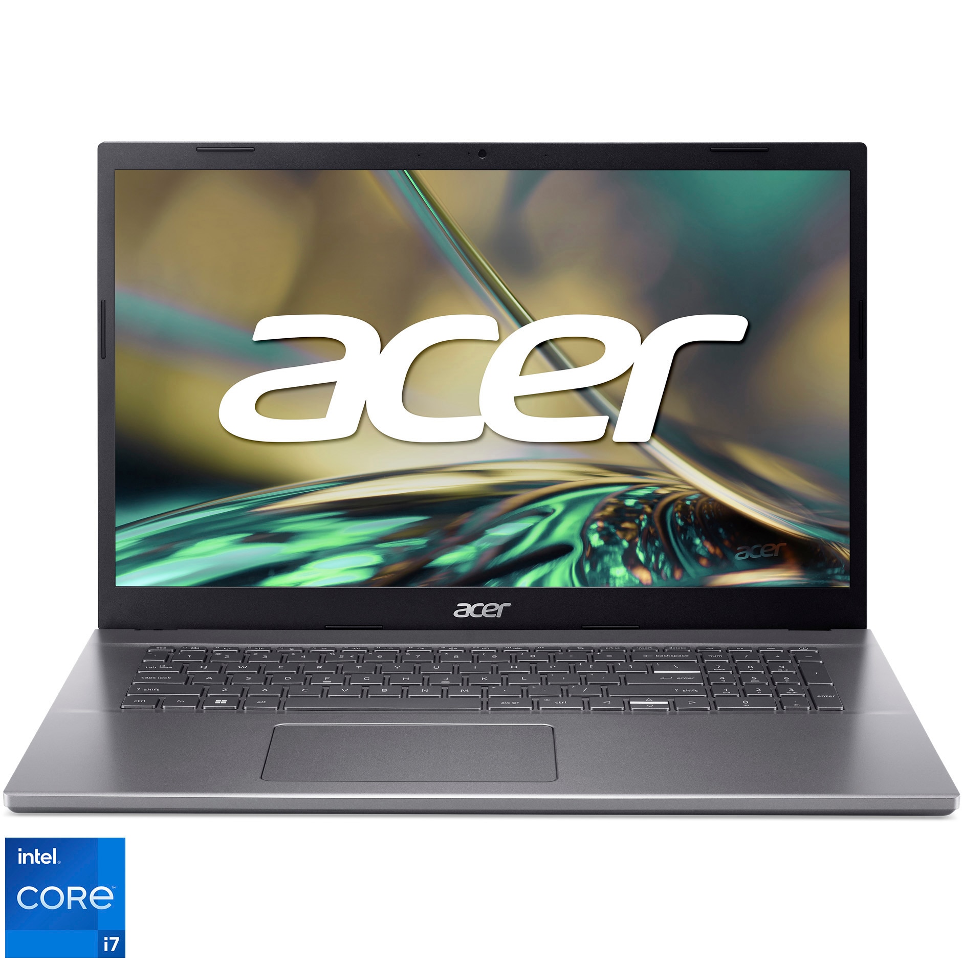 Fotografie Laptop Acer Aspire 5 A517-53-72B0 cu procesor Intel® Core™ i7-12650H pana la 4.7 GHz, 17.3", Full HD, IPS, 16GB DDR4, 512GB SSD, Intel® UHD Graphics, NO OS, Steel Gray