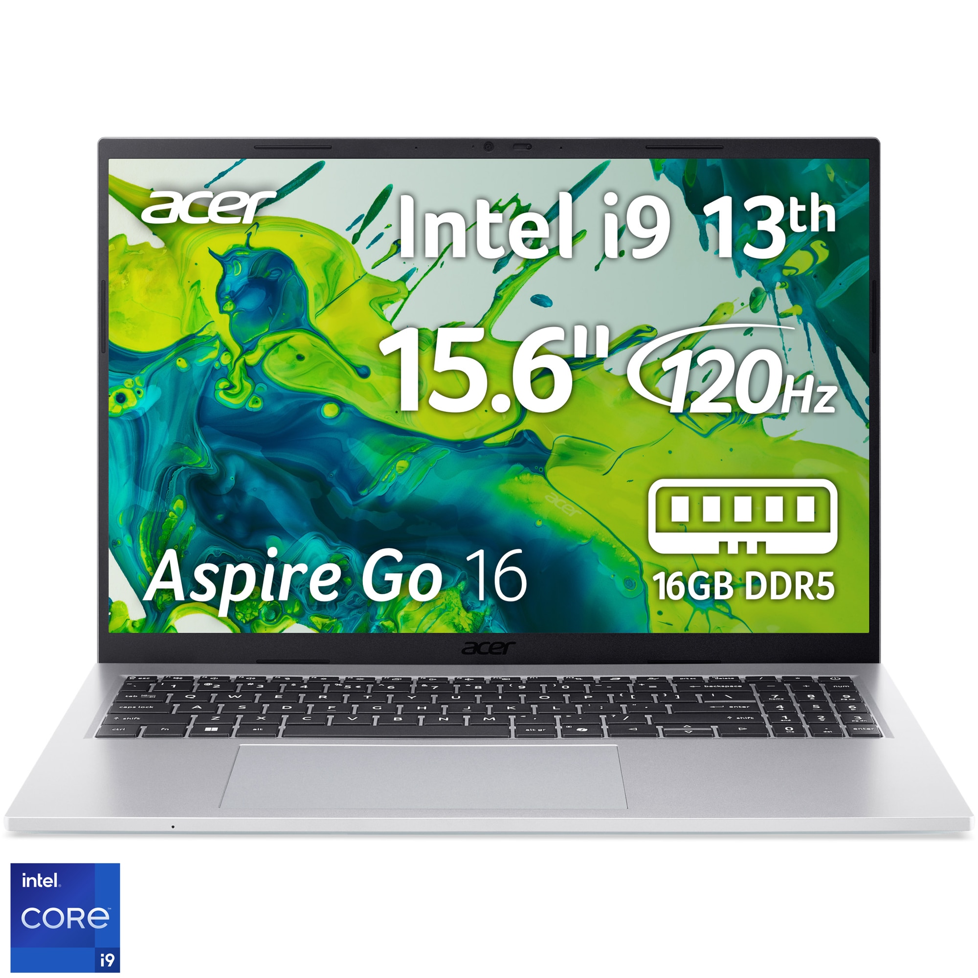 Fotografie Laptop Acer Aspire Go 16 cu procesor Intel® Core™ i9-13900H pana la 5.4 GHz, 16", WUXGA IPS, 120Hz, 16GB DDR5, 512GB SSD, Intel® UHD Graphics, No OS, Pure Silver
