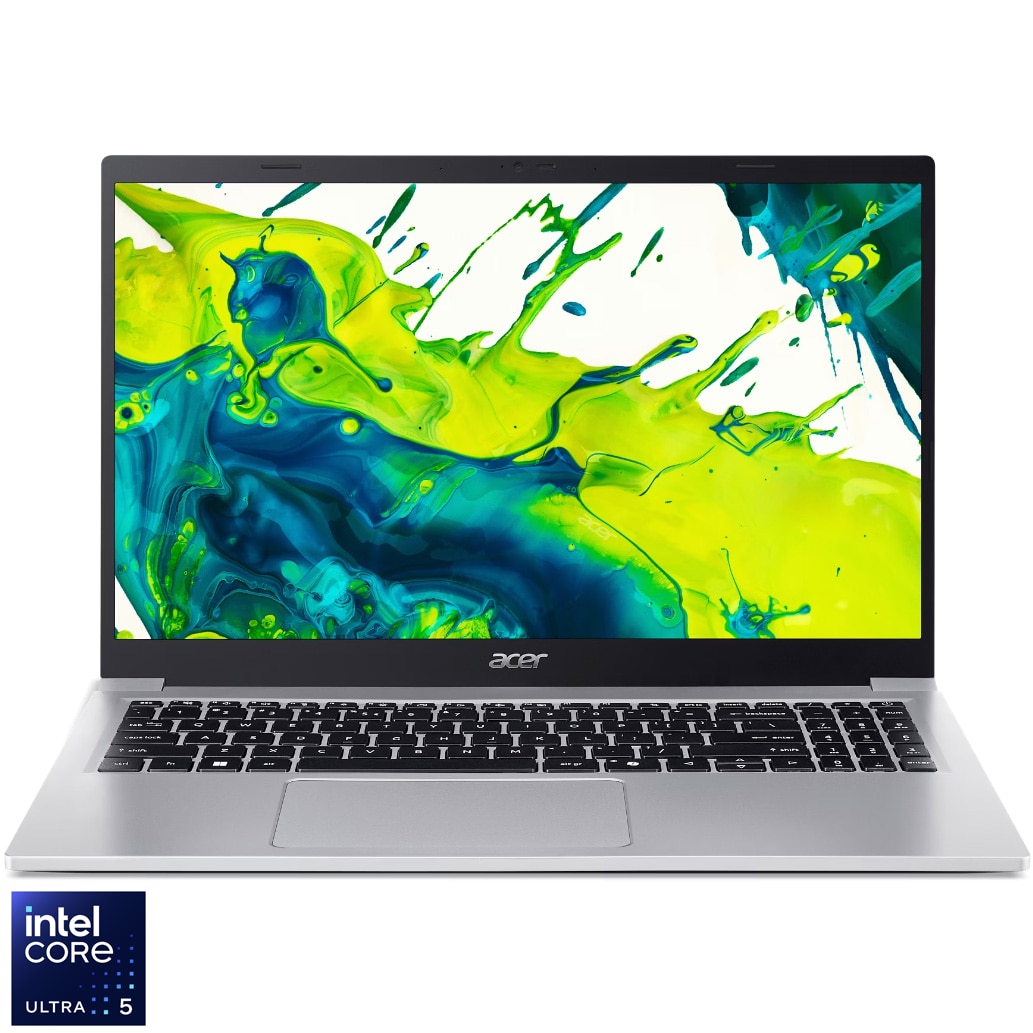 Fotografie Laptop Acer Aspire Lite 15 AL15-54P-58Y5 cu procesor Intel® Core™ Ultra 5 115U pana la 4.20 GHz, 15.6'',FHD IPS, 8GB RAM, 512GB SSD, Intel Graphics, No OS, Light Silver