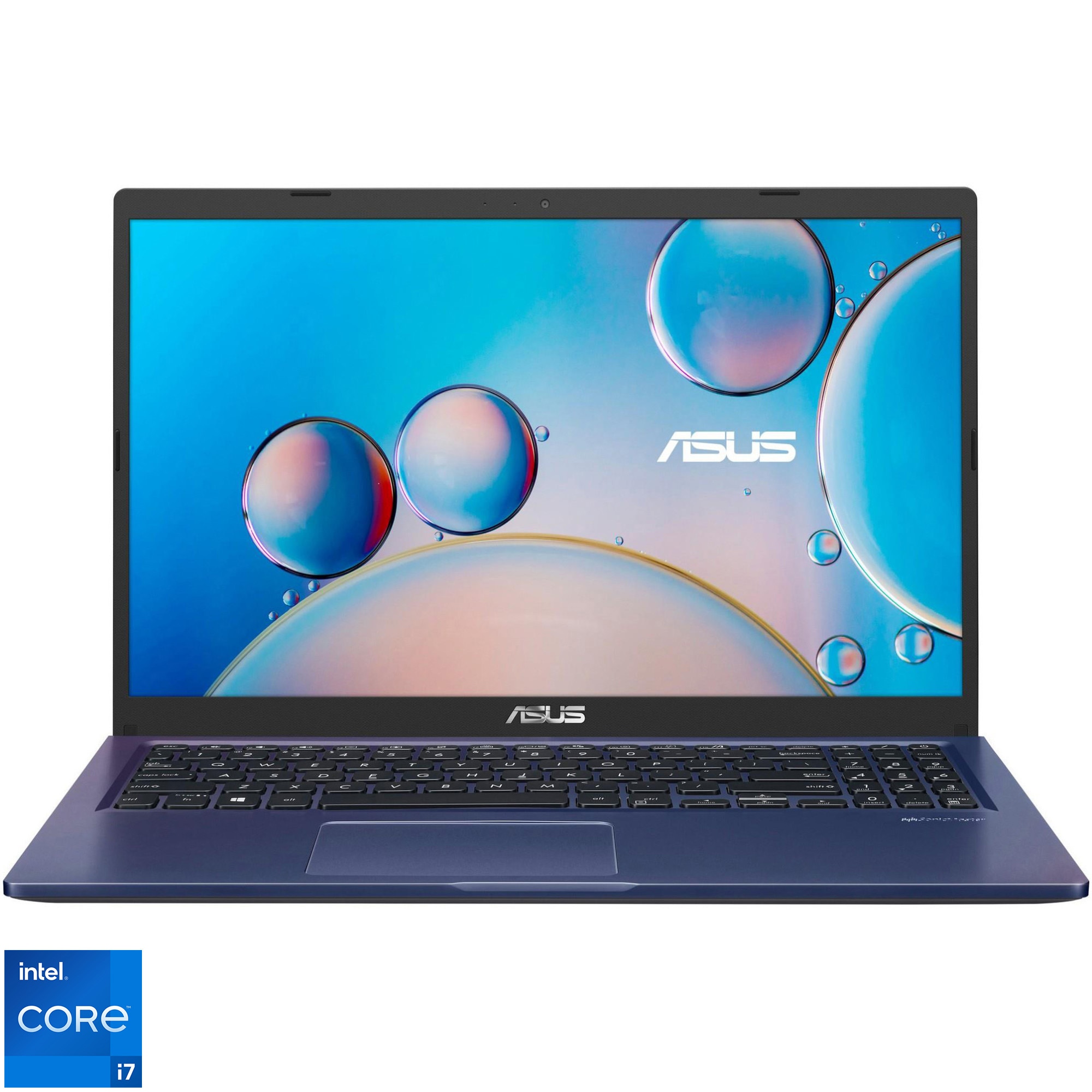 Fotografie Laptop ASUS A516EA cu procesor Intel® Core™ i7-1165G7 pana la 4.70 GHz, 15.6", Full HD, IPS, 8GB, 512GB SSD, Intel® Iris® Xe Graphics, No OS, Peacock Blue