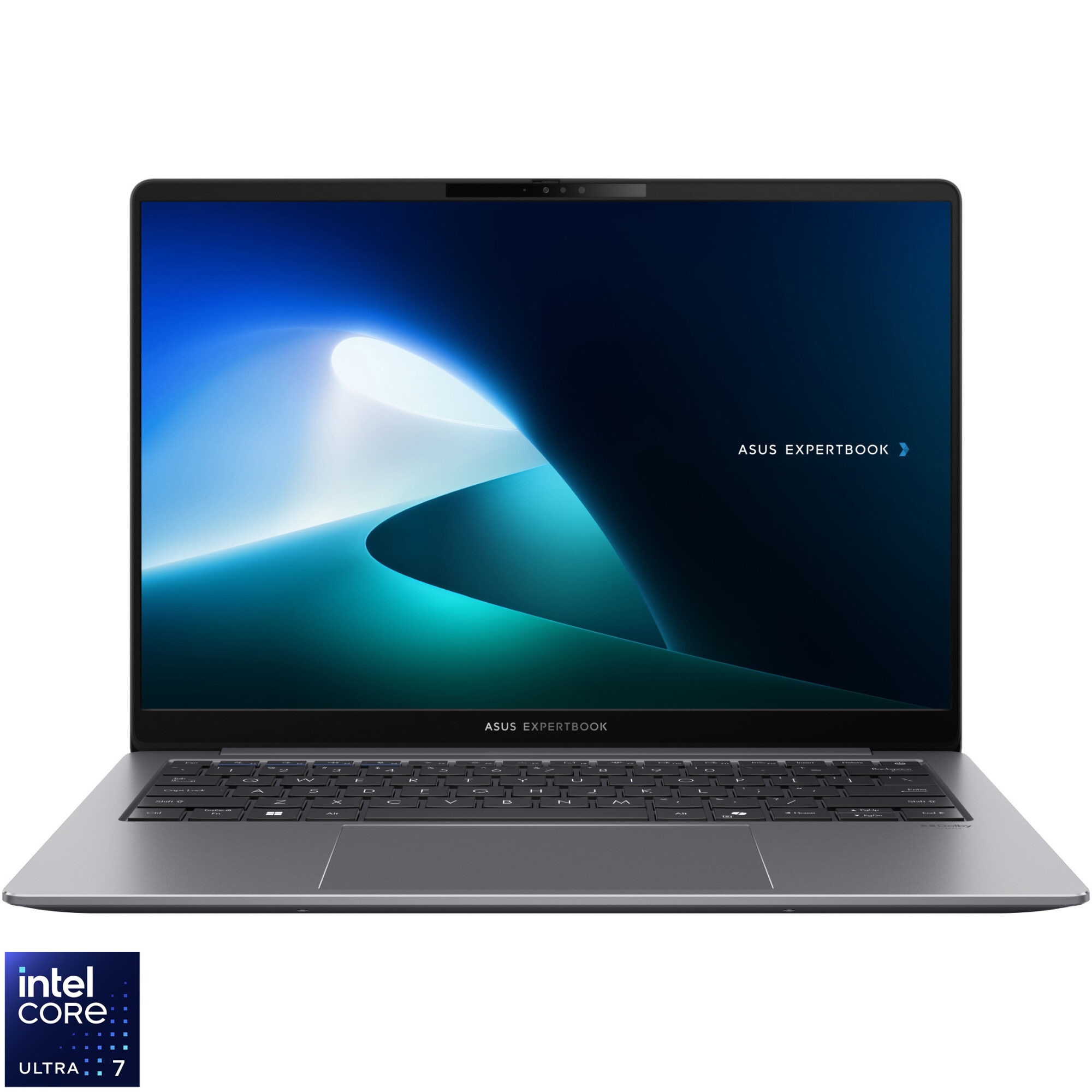 Fotografie Laptop ASUS ExpertBook P5 P5405CSA cu procesor Intel® Core™ Ultra 7 258V pana la 4.80 GHz, 14'', WQXGA 144Hz, 32GB RAM, 512GB SSD, Intel Arc 140V, No OS, Misty Grey