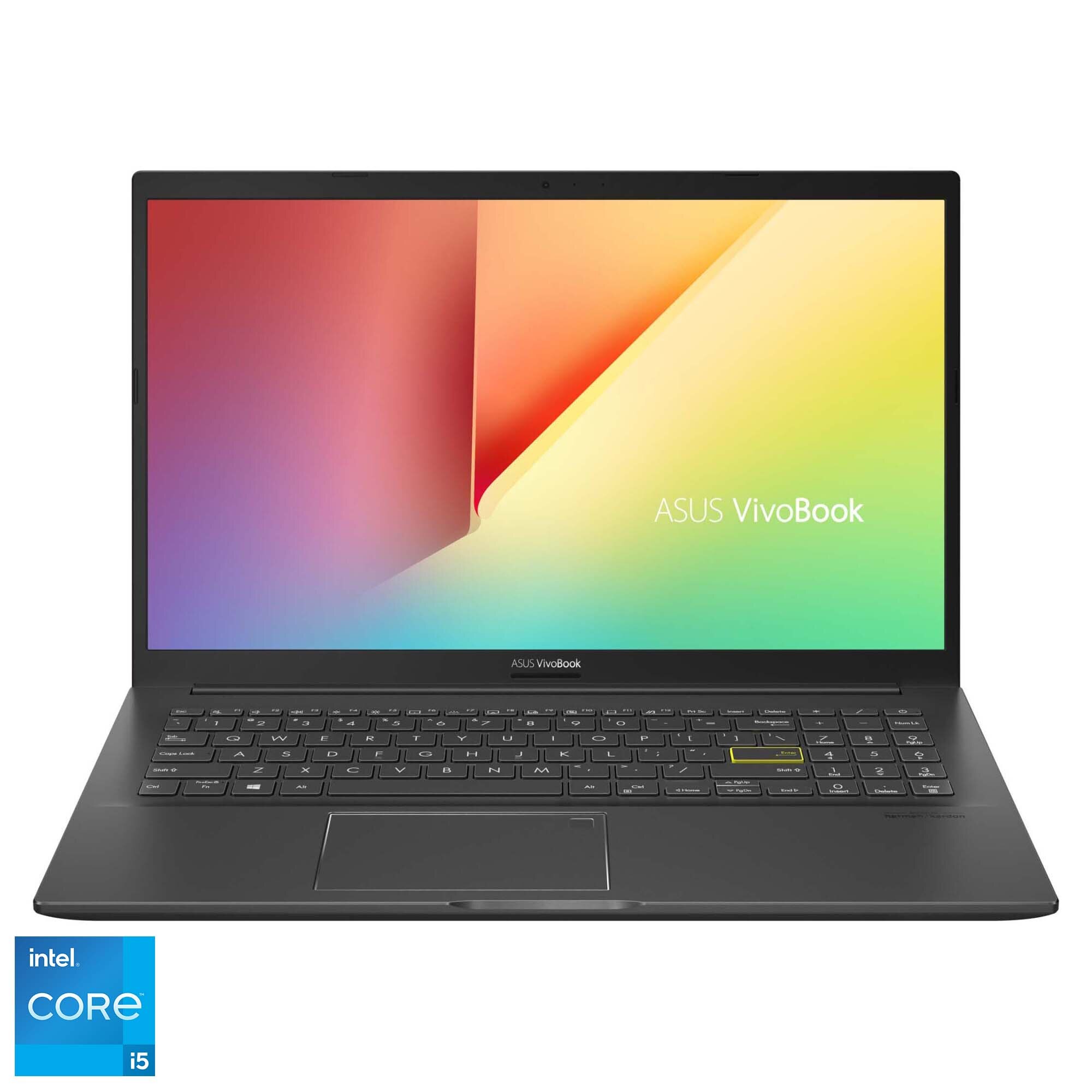 Fotografie Laptop ASUS VivoBook 15 K513EA cu procesor Intel® Core™ i5-1135G7, 15.6", Full HD, 8GB, 512GB SSD, Intel Iris Xᵉ Graphics, Free DOS, Indie Black