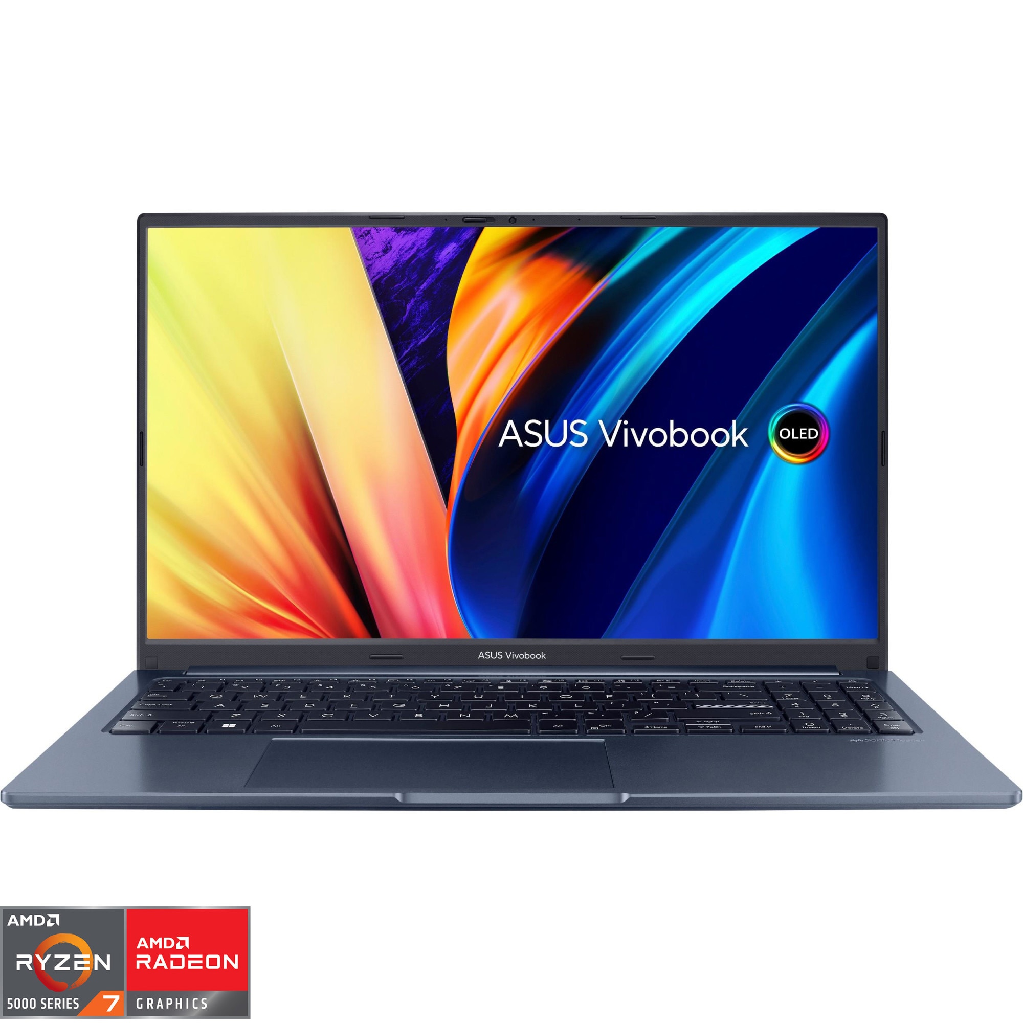 Fotografie Laptop ASUS VivoBook 15X OLED M1503QA cu procesor AMD Ryzen™ 7 5800H pana la 4.40 GHz, 15.6", Full HD, OLED, 8GB, 1TB SSD, AMD Radeon™ Graphics, No OS, Quiet Blue